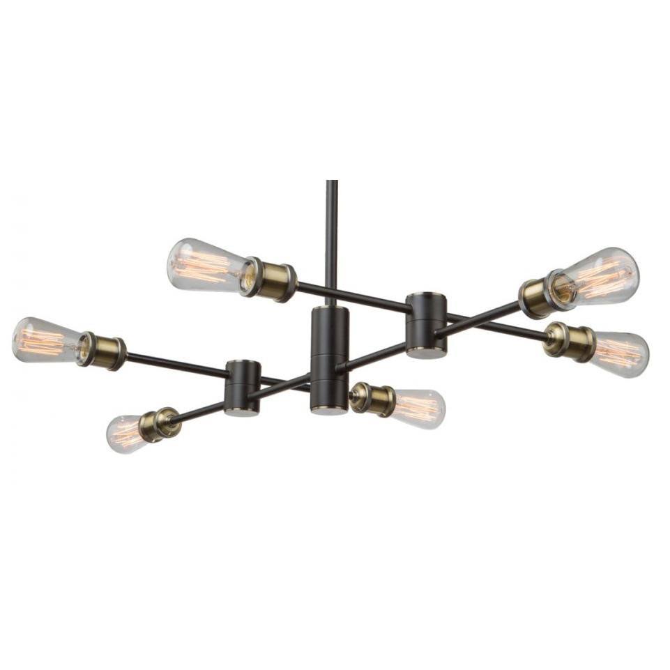 Matte Black Satin Brass 6 Light Chandelier Q69862