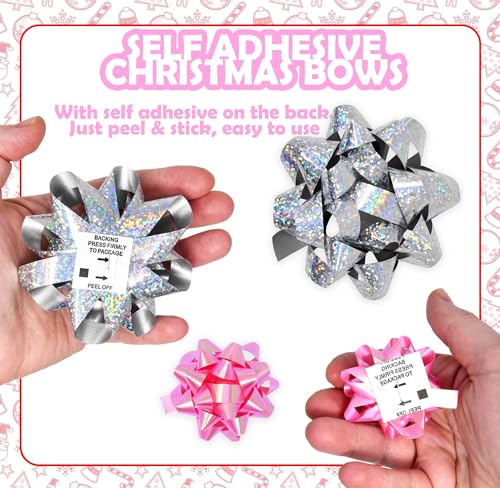 32 Pcs Multi Colored Gift Bows Assortment Set with 8 Curling Ribbon Rolls H78254