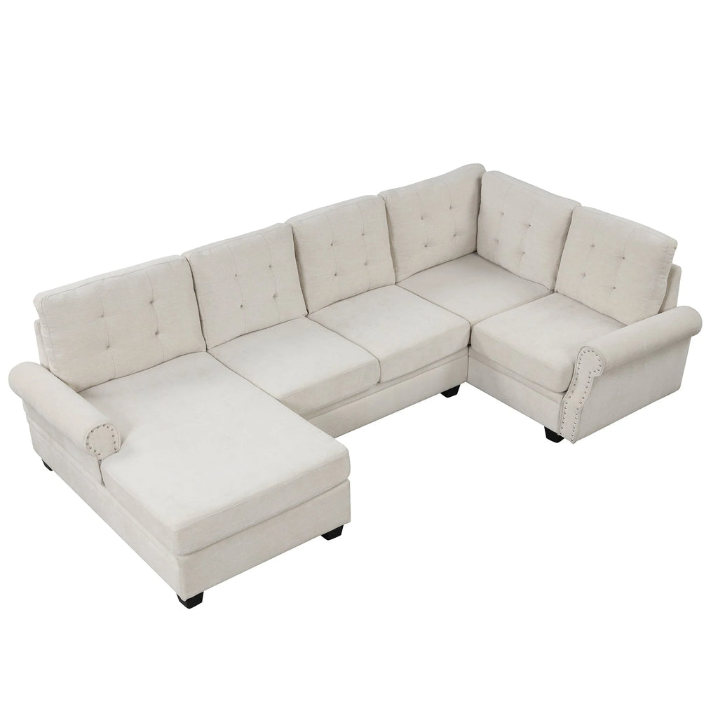 Beige U-Shaped Sectional Sofa F945251