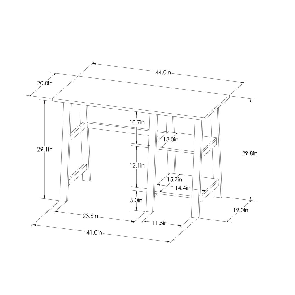 Trestle Wood Writing Desk with Storage E887159