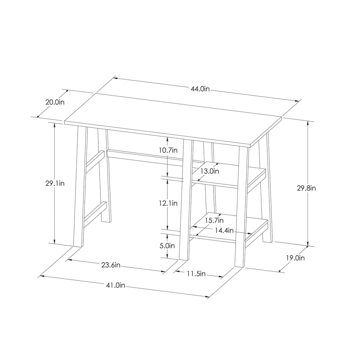 Trestle Wood Writing Desk with Storage E887159