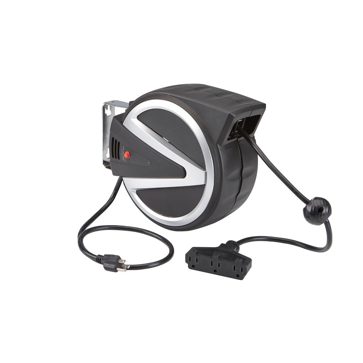 40 ft. 14/3 Gauge Retractable Cord Reel with Triple Tap, Black W4580