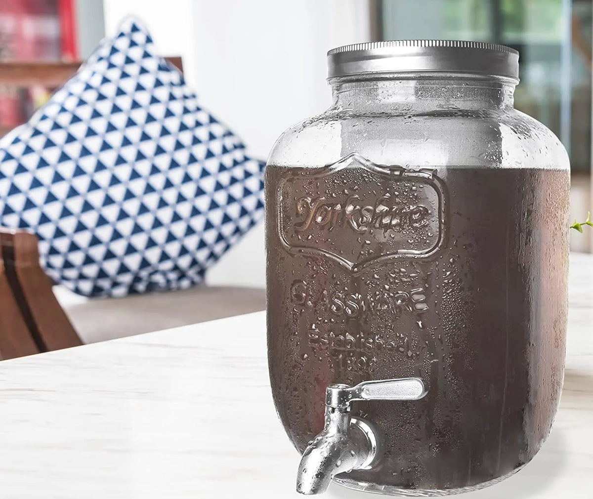 1 Gallon Cold Brew Coffee Maker with Glass Carafe and Stainless Steel Filter F227