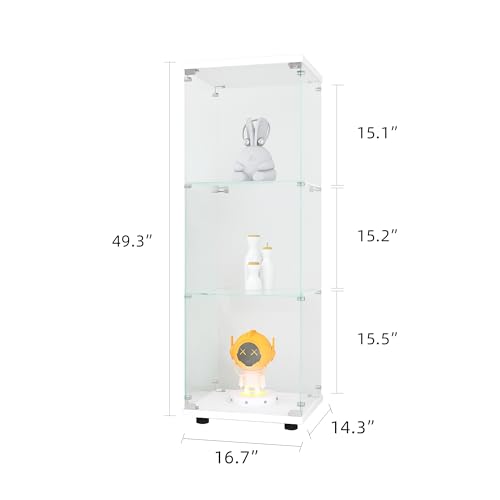 White 3 Shelves Glass Display Cabinet D7644