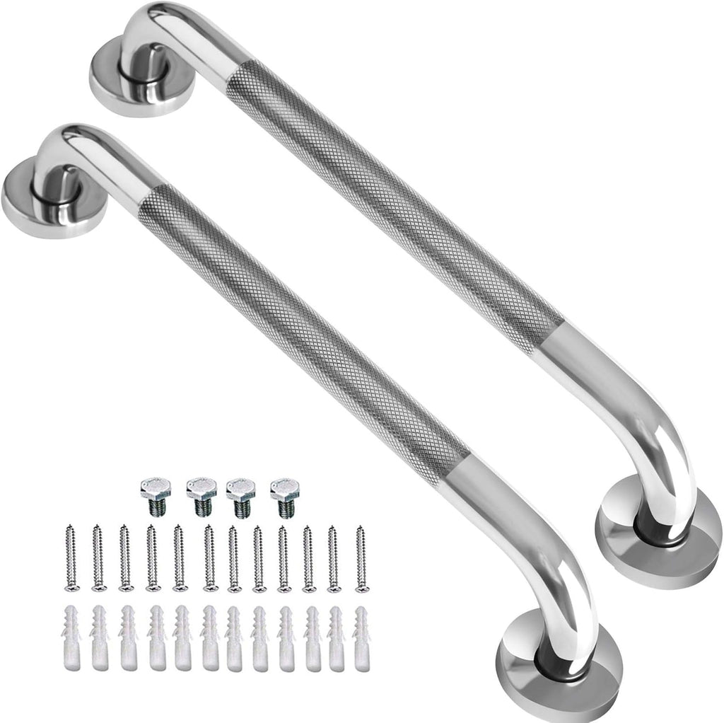 2 Pack 24 Inch Anti-Slip Stainless Steel Matte Black Shower Grab Bars I55719