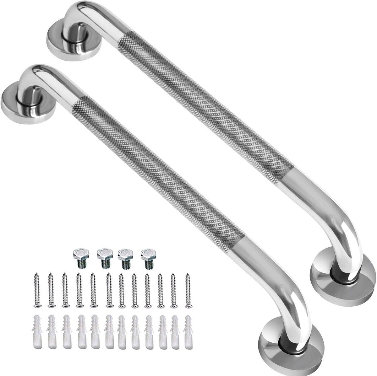 2 Pack 24 Inch Anti-Slip Stainless Steel Matte Black Shower Grab Bars I55719