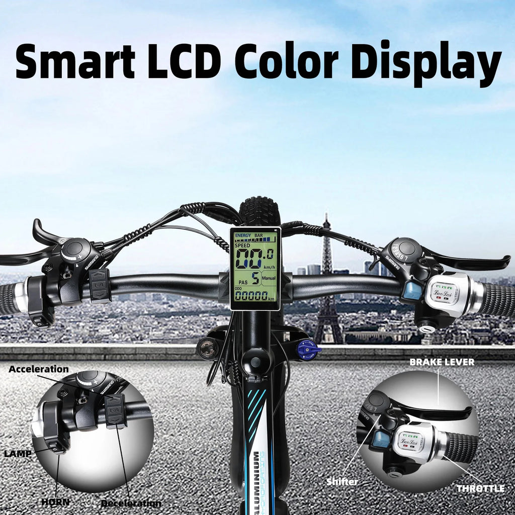750W Electric Mountain Bike 26" Fat Tire Removable Battery Z66369