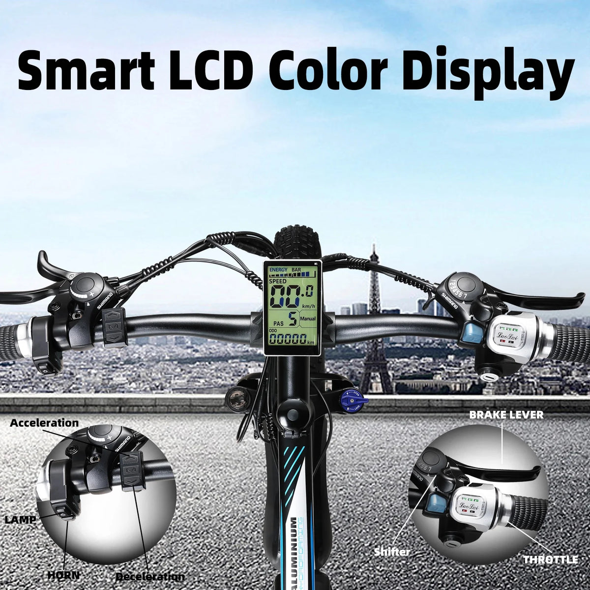 750W Electric Mountain Bike 26" Fat Tire Removable Battery Z66369