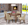 5 Pc Dining Set with Doeskin Fabric Mahogany Finish A243
