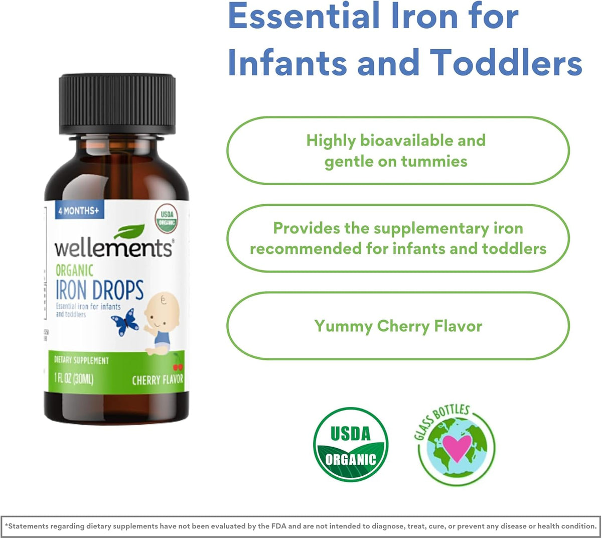 Organic Iron Drops for Babies, Cherry Flavor, 1 Fl Oz I7286