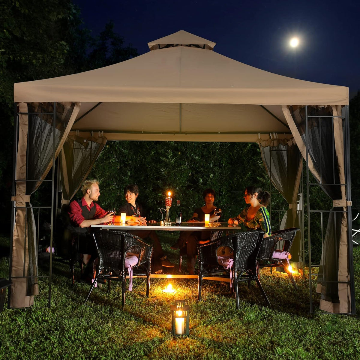 10x10 Steel Canopy with Mosquito Netting Y9573