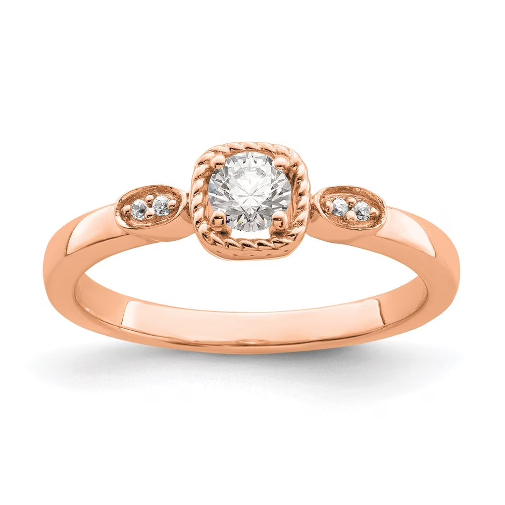 14k Rose Gold Lab Grown Diamond Rope Edge Ring K3961
