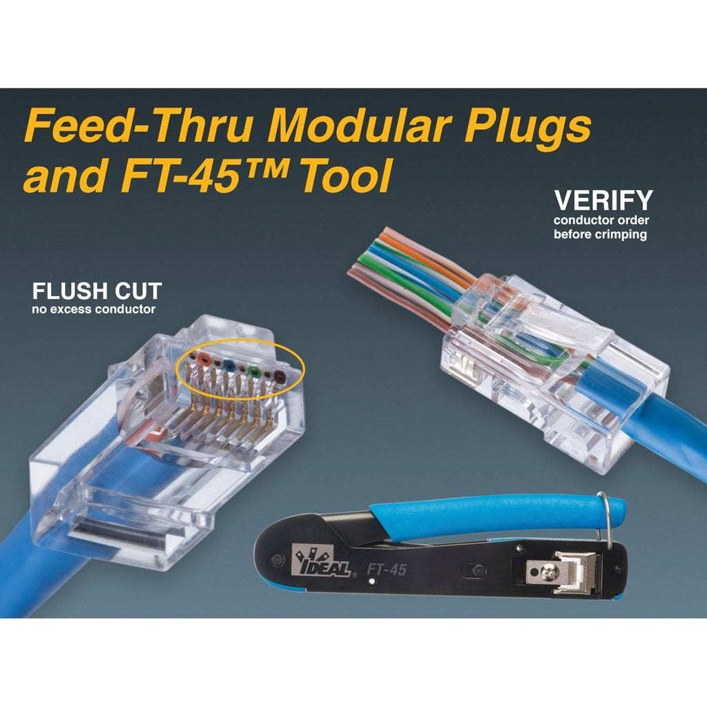 CAT-6 Feed-Thru RJ45 Mod Plugs 100 count E888505