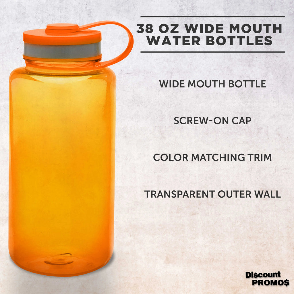 Plastic Sports Water Bottles with Flip Lid 38 oz. Set of 10 F238028