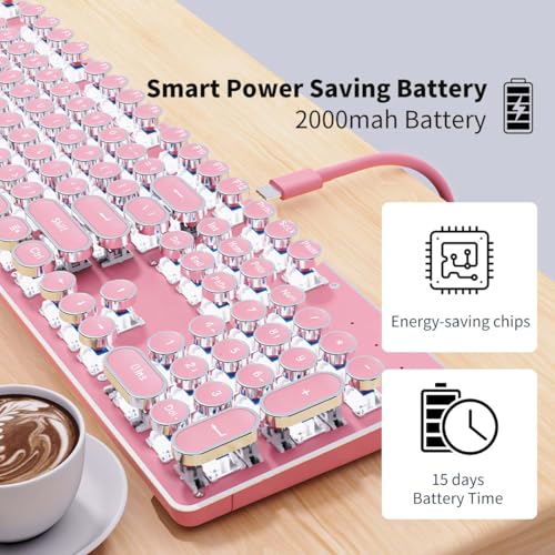 Pink Wireless Mechanical Keyboard with White Backlit Q45573