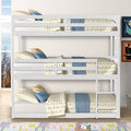 Solid Wood Twin Triple Bunk Bed White C284