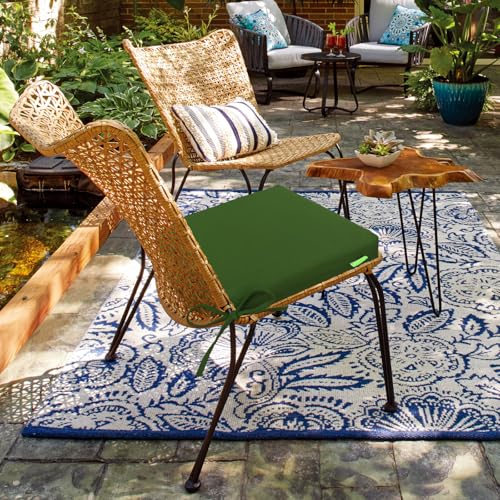 Outdoor Chair Cushions Set of 2 with Ties Water Repellant Fade Resistant O4094