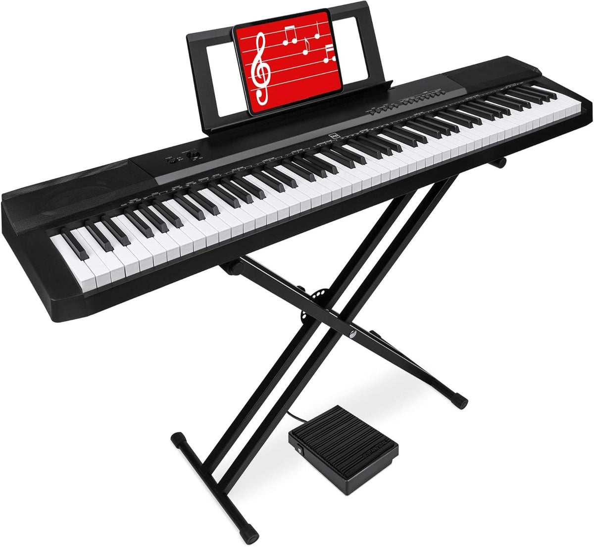 88-Key Full Size Digital Piano Keyboard Set with Semi-Weighted Keys, Stand, Sustain Pedal, Built-In Speakers, Power Supply C380