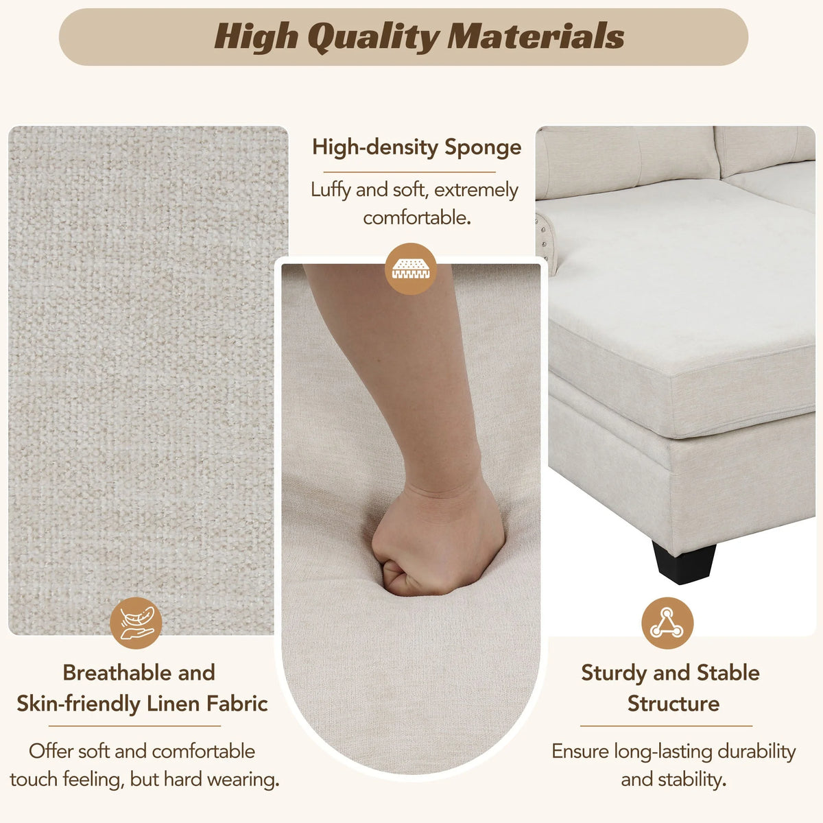 Beige U-Shaped Sectional Sofa F945251
