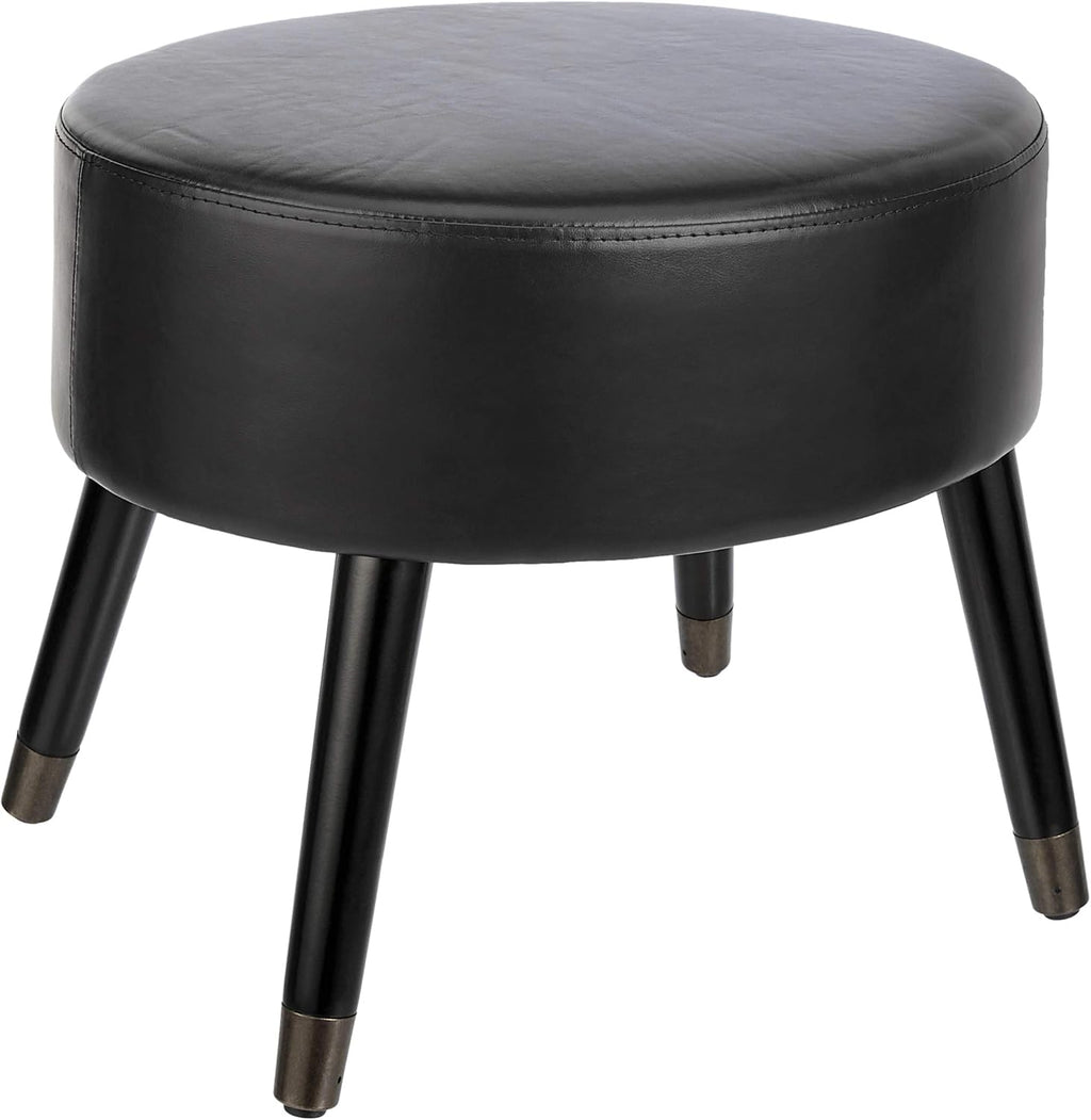 Black Faux Leather Ottoman S75459