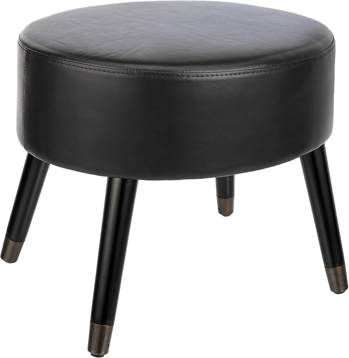Black Faux Leather Ottoman S75459
