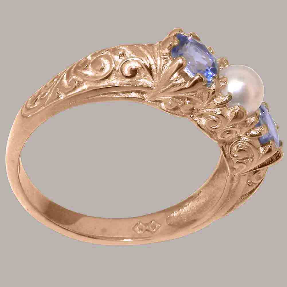 10k Rose Gold Cultured Pearl Tanzanite Ring M3830