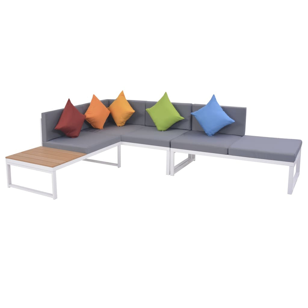 4 Piece Outdoor Conversation Sectional Sofa Set with Coffee Table Aluminum Frame Patio Lounge Set G523229