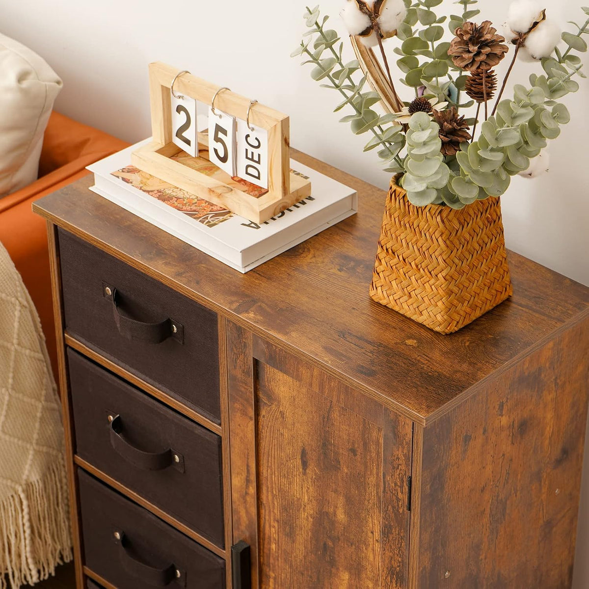 Rustic Brown Storage Cabinet with 4 Removable Drawers and 1 Door B19272