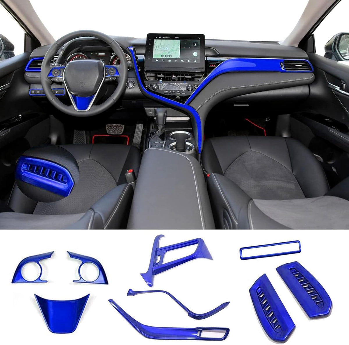 Carbon Fiber Black 10Pcs Car Interior Trim Set K452