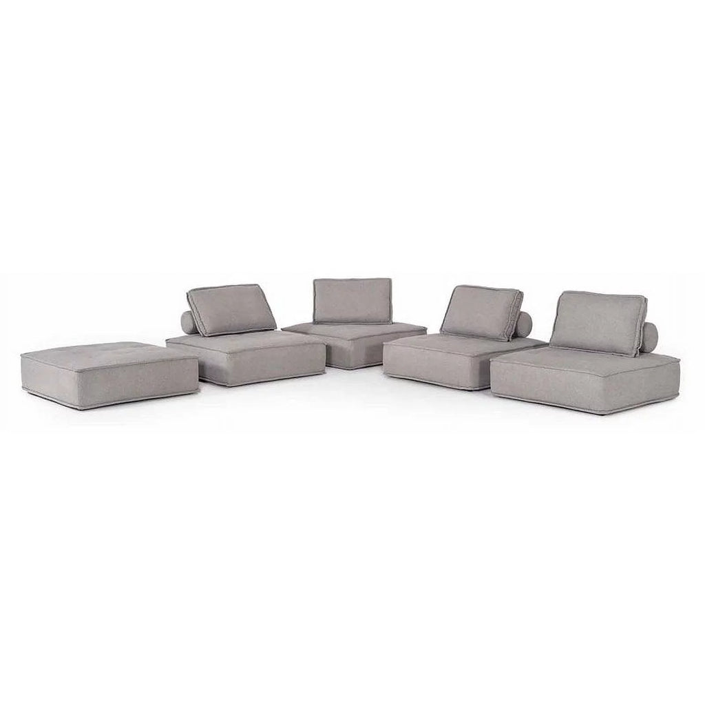 5-Piece Modern Fabric Modular Sectional Sofa in Gray P21635