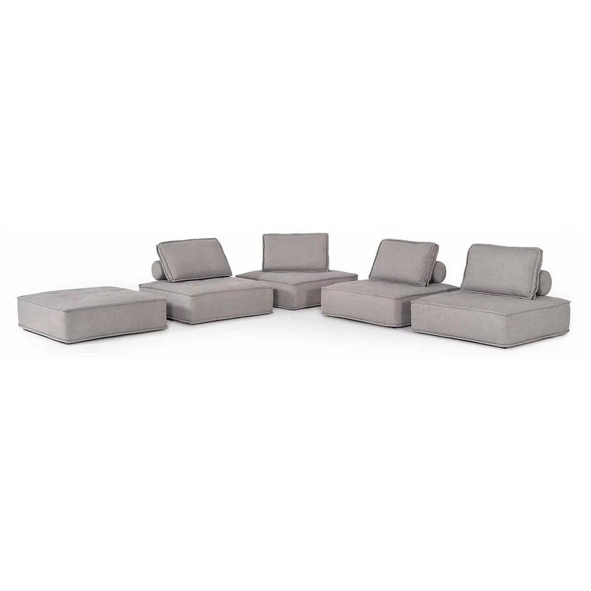 5-Piece Modern Fabric Modular Sectional Sofa in Gray P21635