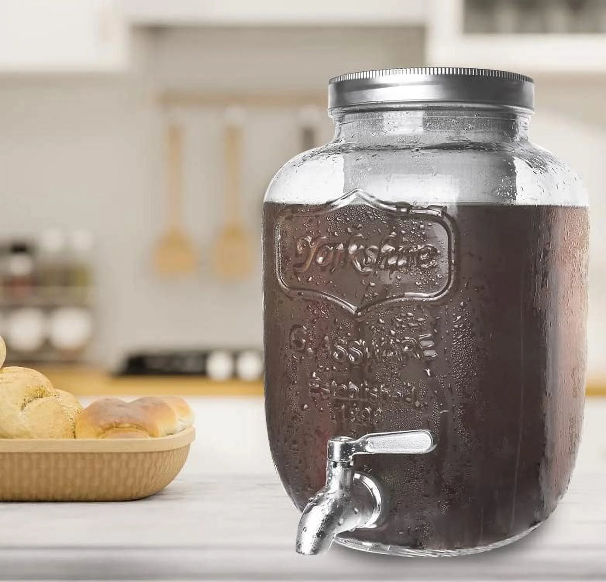 1 Gallon Cold Brew Coffee Maker with Glass Carafe and Stainless Steel Filter F227