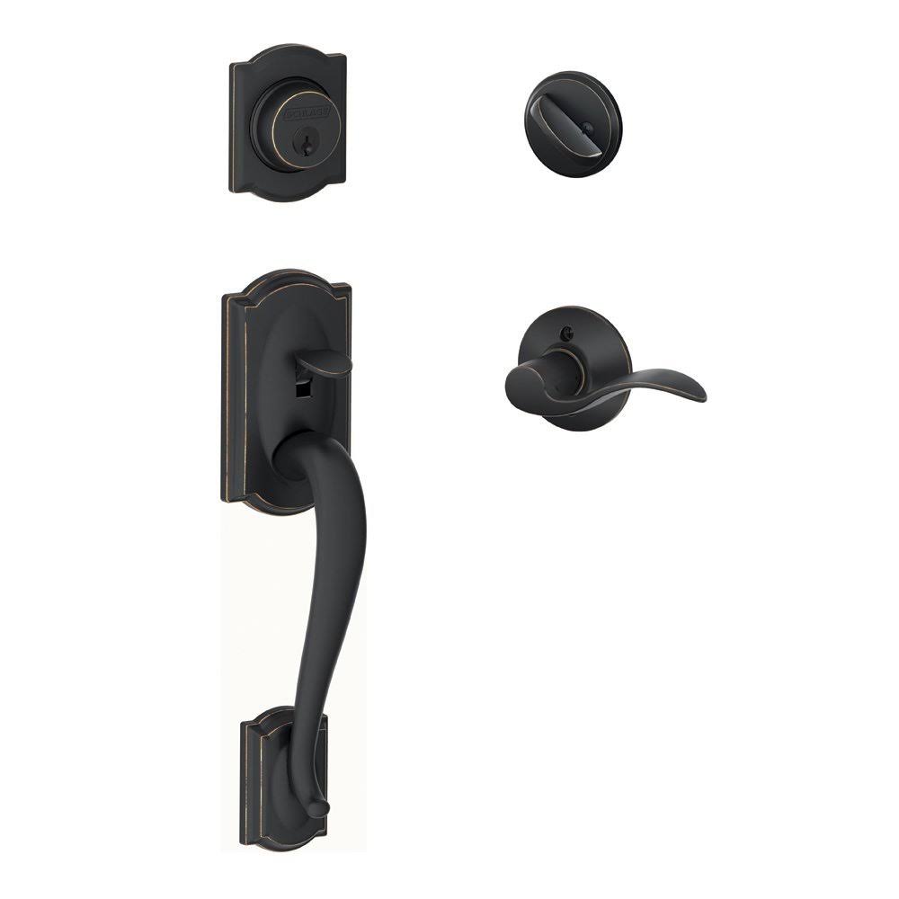 Aged Bronze Single Cylinder Handleset with Accent Lever Z476077