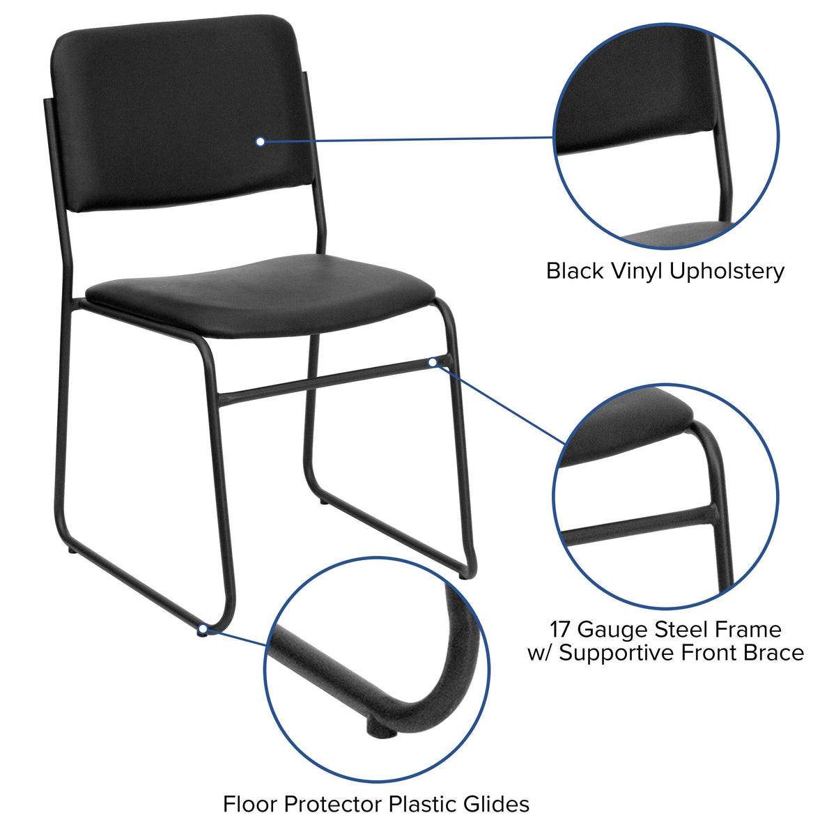 Black Vinyl Stacking Chair 5 Pack Z66663
