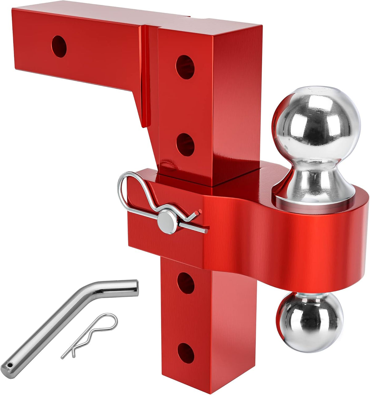 Adjustable Trailer Hitch Ball Mount, 2-Inch Receiver, 6-Inch Drop, Forged Aluminum Shank, 2'' & 2-5/16'' Combo Tow Balls, Stainless Steel Pins, Black G833036