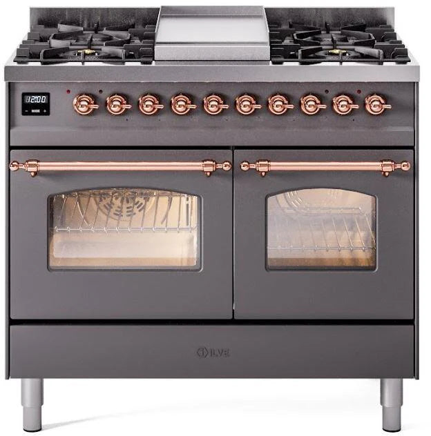 40 Dual Fuel Natural Gas Range Matte Graphite Copper Trim K36010