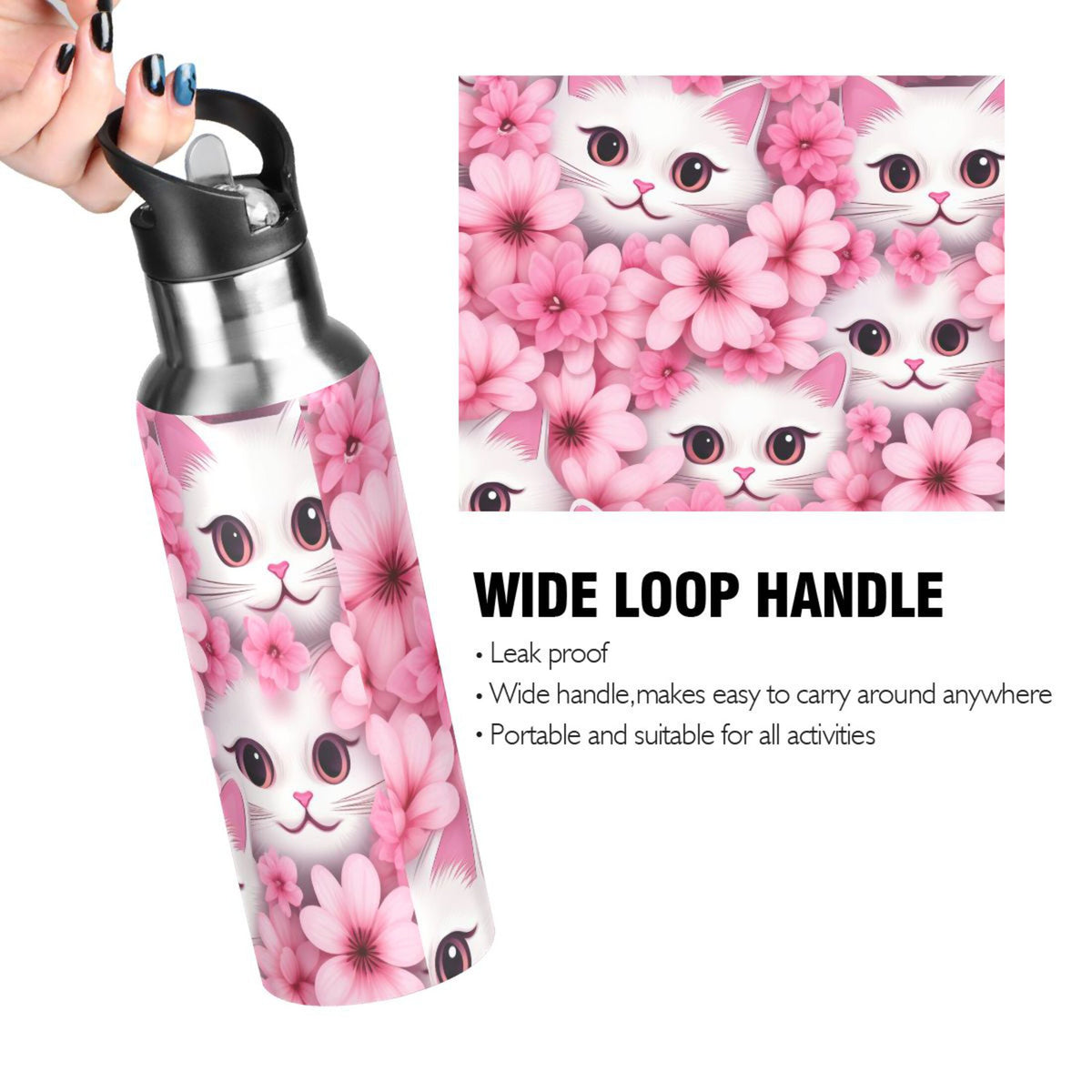 Insulated Stainless Steel Water Bottle with Straw Lid 20 oz W524521