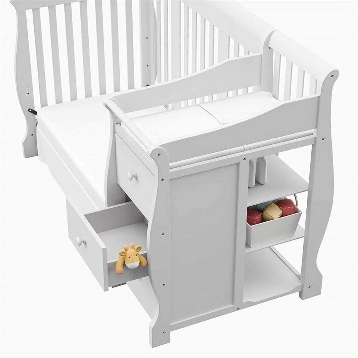 4-in-1 Convertible Crib and Changing Table Set in White P41609