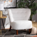 White Boucle Upholstered Wood Accent Chair M549032