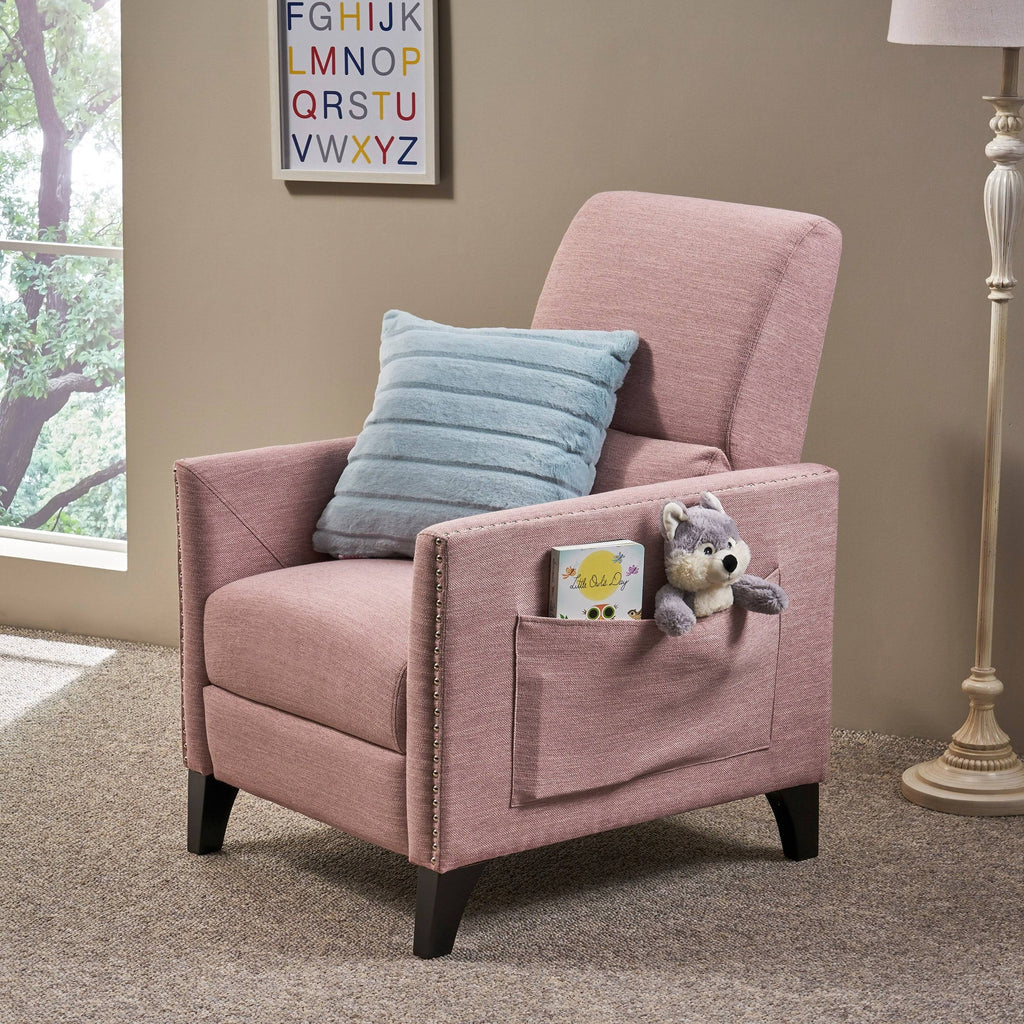 Light Blush Fabric Push Back Recliner U708073