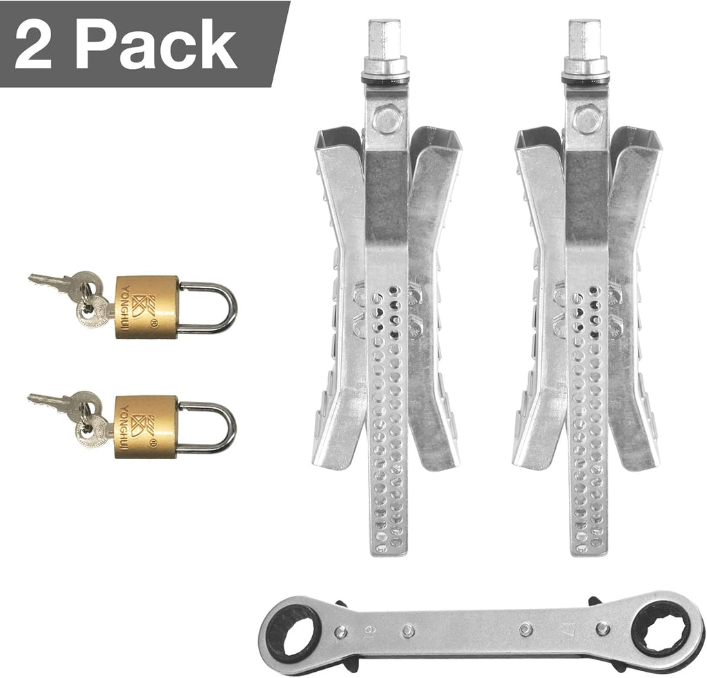 Camper Wheel Chock Stabilizer 2 Sets, RV Tire Scissor Locking X Chock, Pack of 2 I197