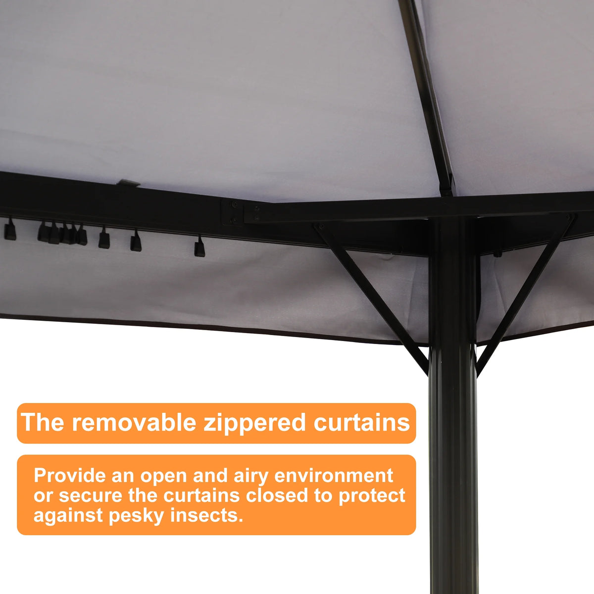 10'x13' Outdoor Double Vent Canopy Gazebo with Nettings and Curtains W844