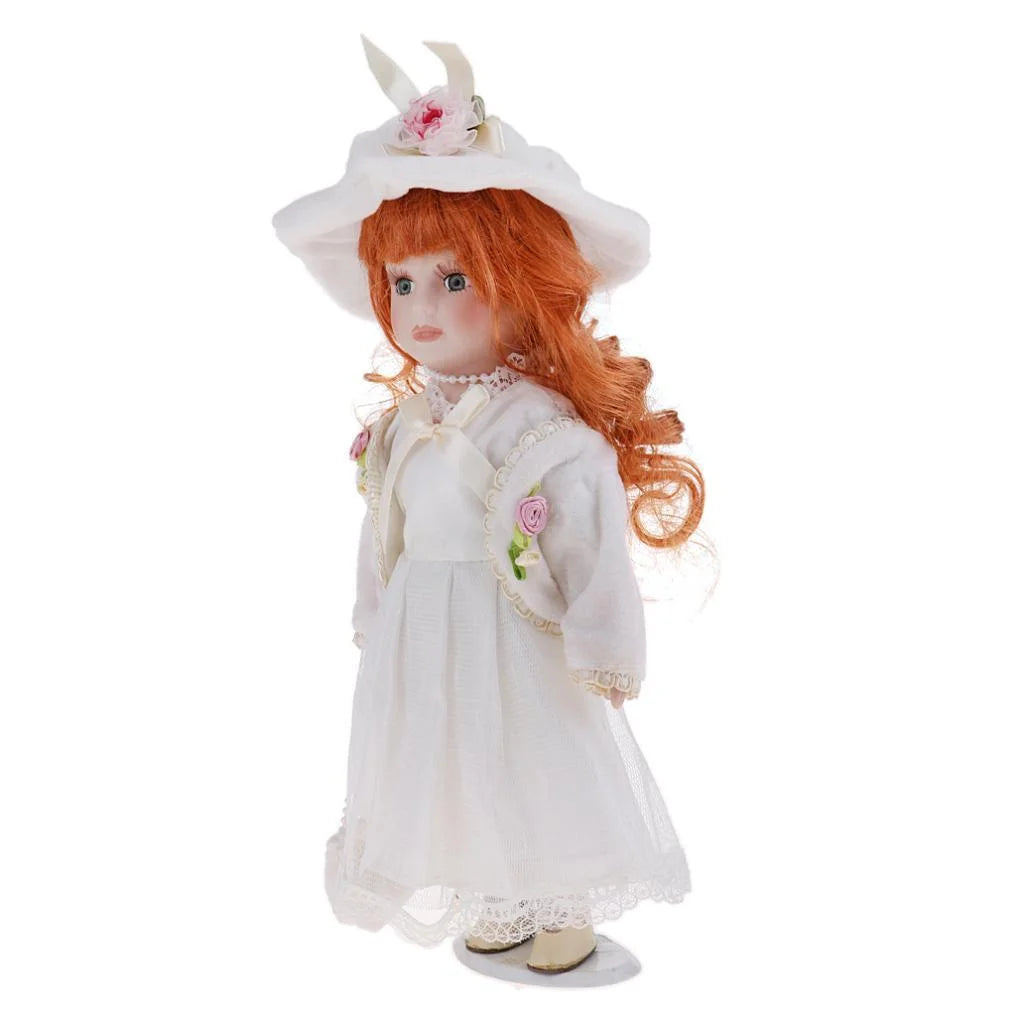 12inch Porcelain Doll with Lace Dress & Stand N870