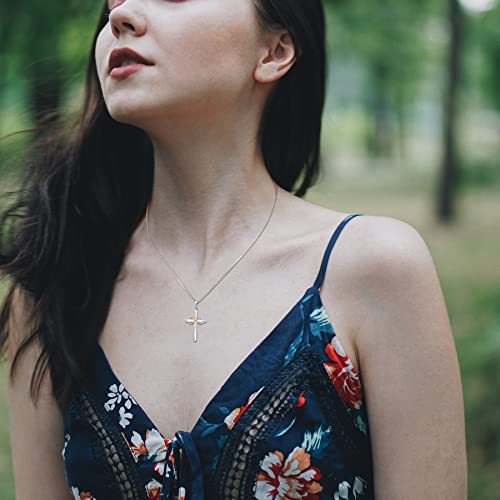 925 Sterling Silver Polished Cross Pendant Necklace R42287