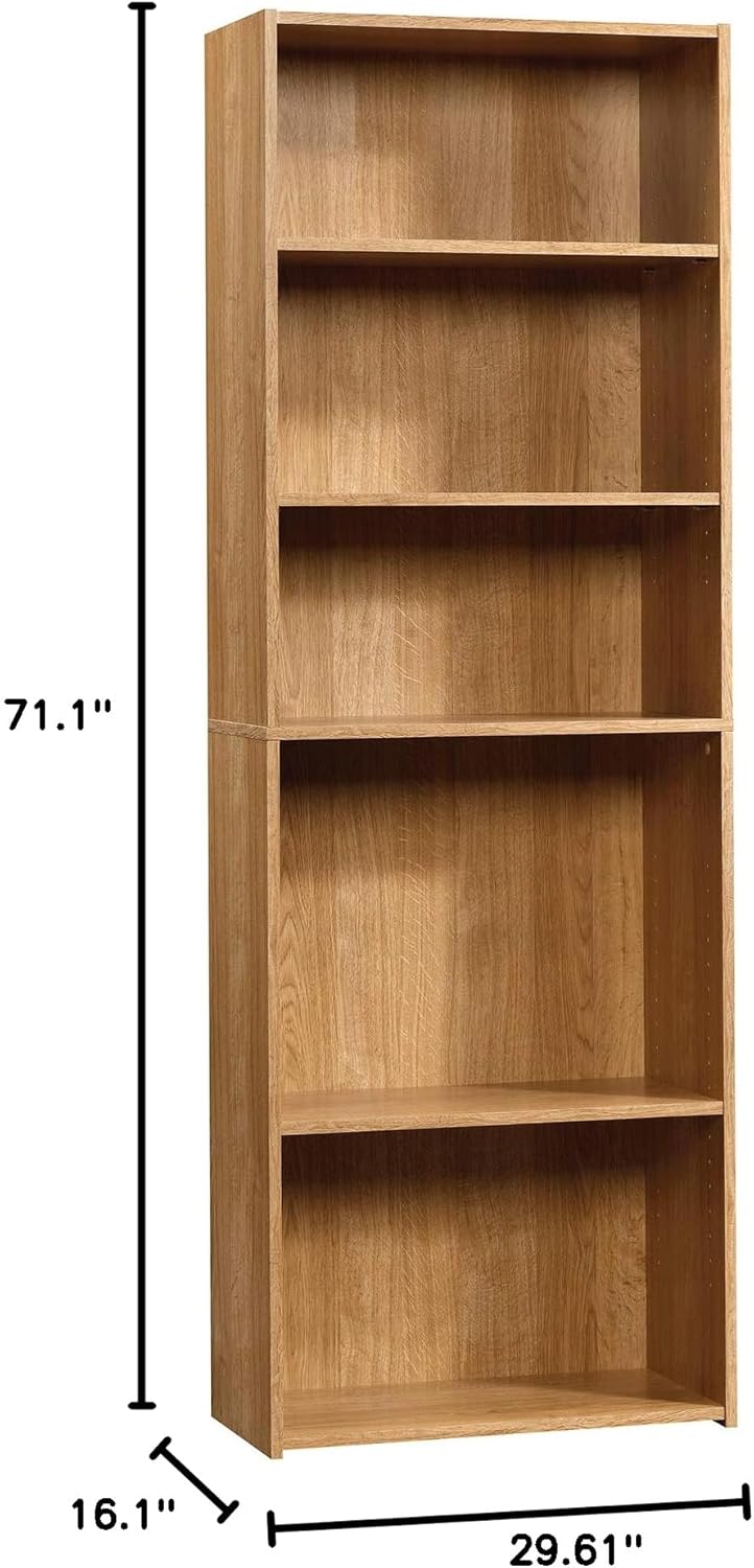 Highland Oak Pantry Cabinet and 5 Shelf Bookcase L6350