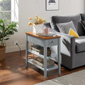 Gray Side Table with Charging Post and Storage Cabinet G53947
