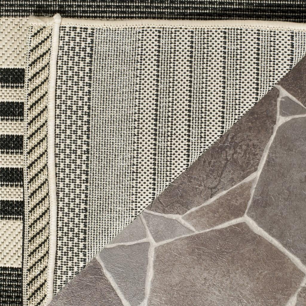 Black/Bone Striped Square Indoor/Outdoor Area Rug C77500