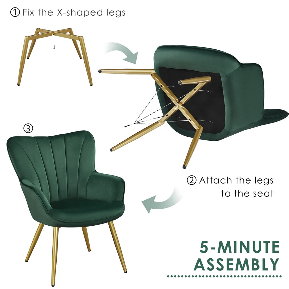 Green Velvet Upholstered Accent Chair M498313