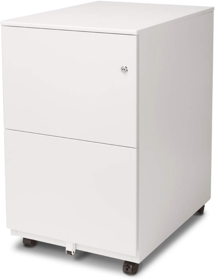 White 2-Drawer Metal File Cabinet with Lock K16863