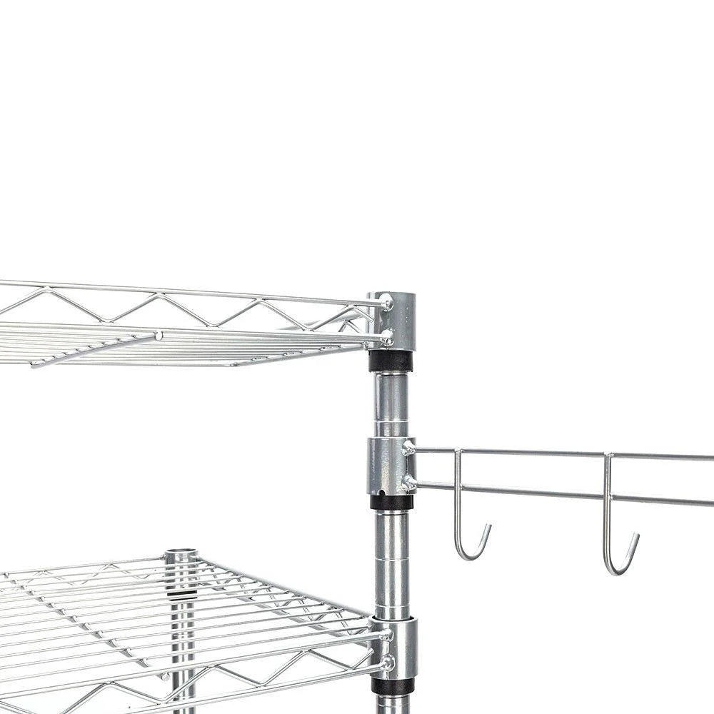 4-Tier Chrome Kitchen Storage Rack with Hanging Hooks E87836